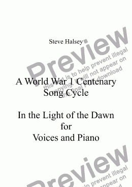 page one of WW1 Song Cycle for  Voices and Piano