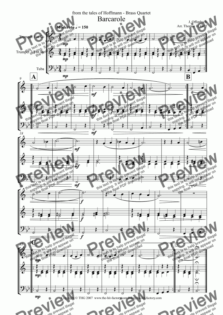 page one of Barcarole - Easy Brass Quartet