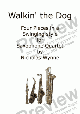 page one of Walkin’ the Dog for Saxophone Quartet