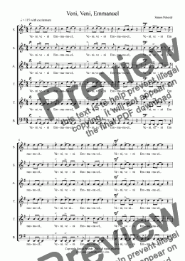 page one of Veni, Veni, Emmanuel for 6 voice choir SSATTB