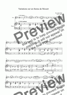 page one of Variations sur un theme de Mozart