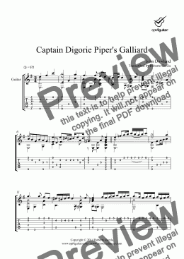 page one of Captain Digorie Piper’s Galliard for solo guitar