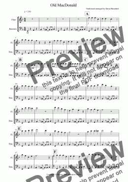 page one of Old MacDonald! for Flute and Bassoon