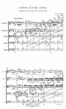 page one of Symphony for strings in the classical style