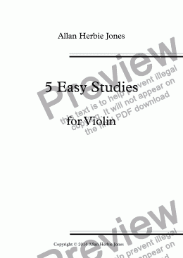 page one of 5 Easy Studies for Violin