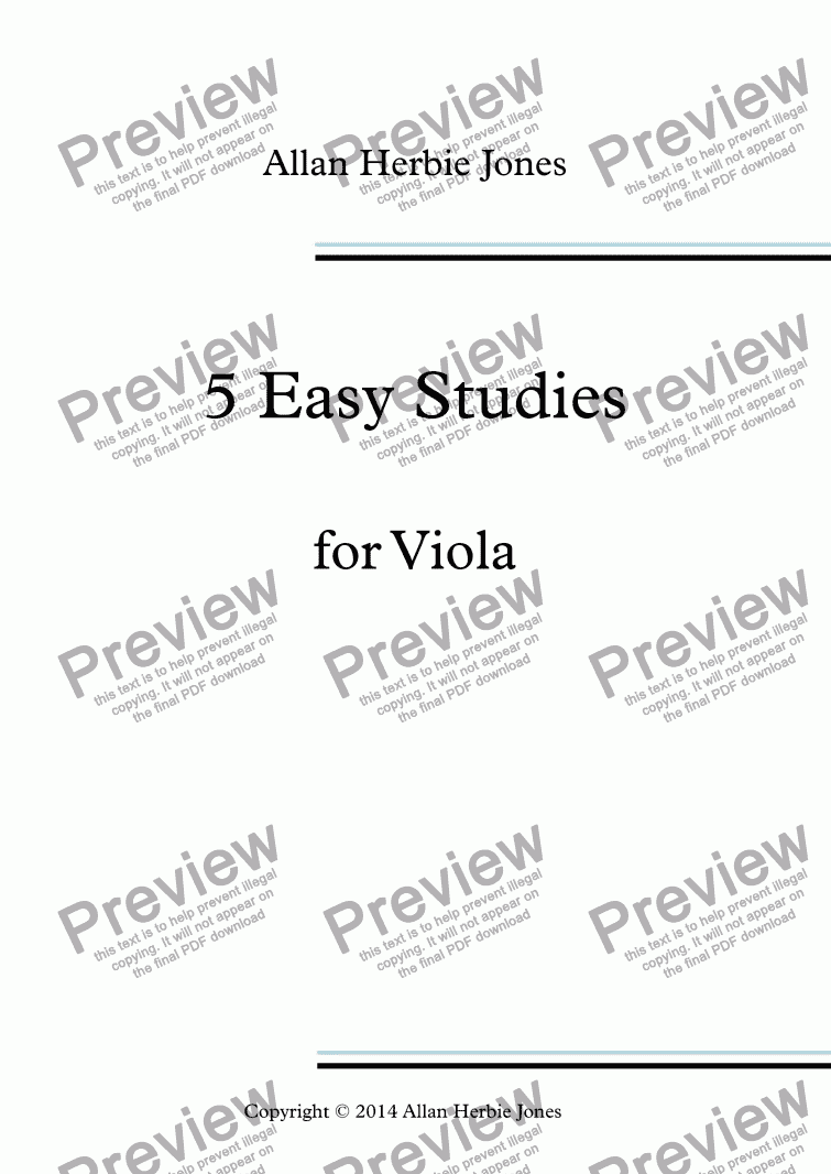 page one of 5 Easy Studies for Viola