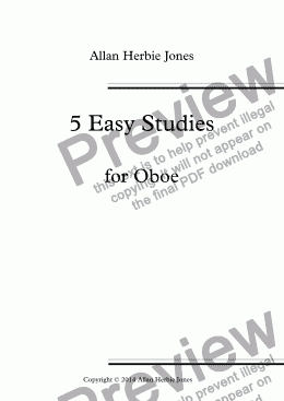 page one of 5 Easy Studies for Oboe