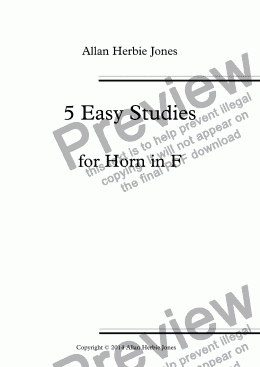 page one of 5 Easy Studies for Horn