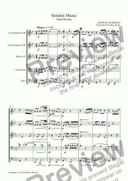 page one of Skabrada: Golden Music | Zlatá Muzika (Brass Quintet)