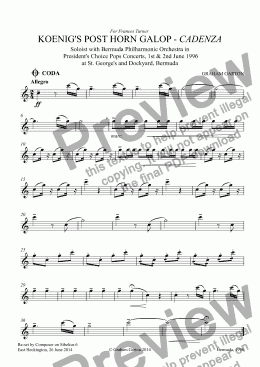 page one of INSTRUMENTAL - KOENIG’S ’POST HORN GALOP’ - A Cadenza for the CODA