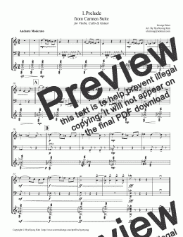 page one of Carmen Suite (1.Prelude) for Violin, Cello & Guitar 