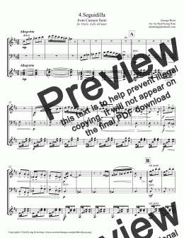 page one of Carmen Suite (4.Seguidilla) for Violin, Cello & Guitar