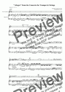 page one of Allegro from the Trumpet Concerto  for Bb Tenor Saxophone & KB