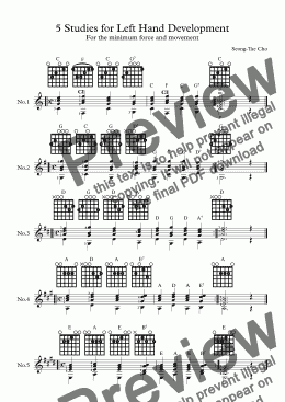 page one of 5 Studies for Left Hand Development (for Guitar)
