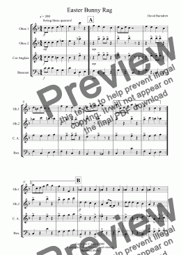 page one of Easter Bunny Rag for Double Reed Quartet