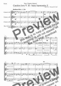 page one of Careless love V. II - Clarinet Quartet