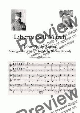 page one of Liberty Bell March (Monty Python Theme Tune), arranged for piano 6 hands