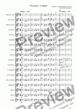 page one of Fidelio Overture for Brass Band