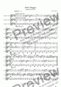 page one of "Dick’s Maggot" (arr.clarinet trio)