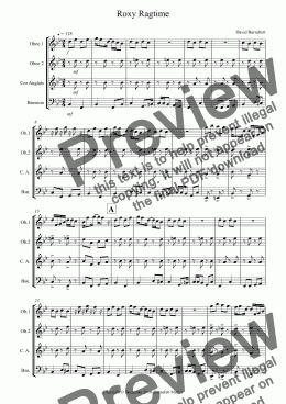page one of Roxy Ragtime for Double Reed Quartet
