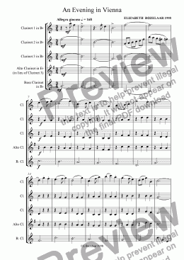 page one of An Evening in Vienna for Clarinet Quartet