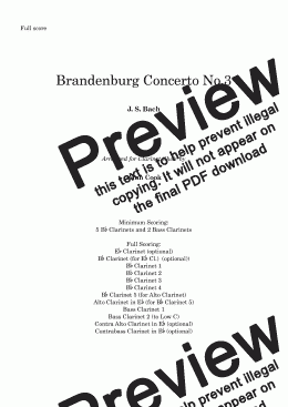 page one of Brandenburg 3 (Clarinet Choir)