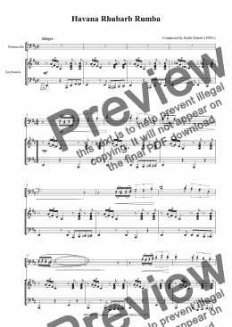 page one of Havana Rhubarb Rumba for 2 Celli & Piano