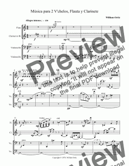 page one of Música para 2 V’chelos, Flauta y Clarinete