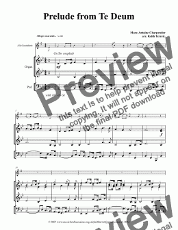 page one of Prelude from Te Deum  (Eurovision Song Contest Theme) for Eb Alto Saxophone & Organ w pedals (Student version)