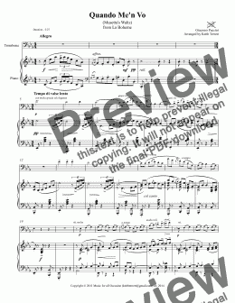 page one of Quando Me’n Vo for C Baritone/C Euphonium/C Trombone & Piano