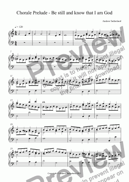 page one of Chorale Prelude - Be still and know that I am God