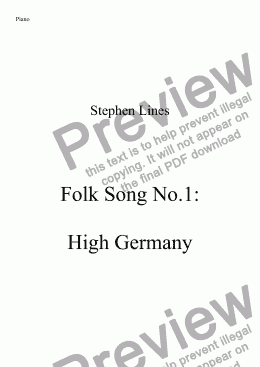 page one of Piano: Folk Song No.1 (High Germany)
