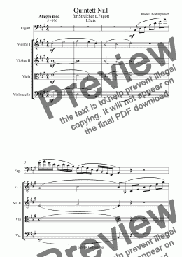 page one of Quintett Nr.I 1.Satz f.Streicher und Fagott