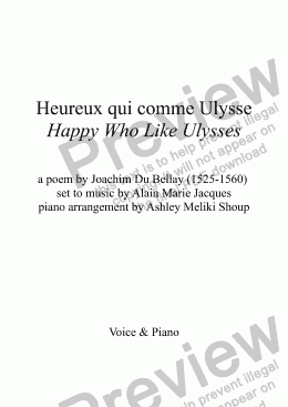 page one of Heureux qui comme Ulysse (A. Jacques / J. du Bellay) - bilingual
