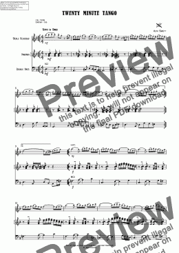 page one of Twenty Minute Tango for Treble Recorder, Marimba & Double Bass