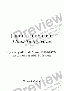 page one of J’ai dit à mon cœur (A. Jacques / Musset) -bilingual