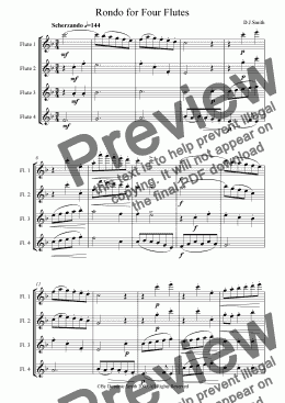 page one of Rondo for Four Flutes (flute quartet)
