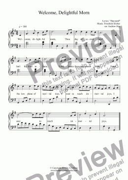 page one of Welcome, Delightful Morn - Easy Piano 14B