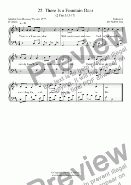 page one of There Is a Fountain Dear - Easy Piano 22