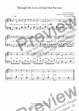 page one of Through the Love of God Our Saviour - Easy Piano 28B