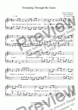 page one of Sweeping Through the Gates - Easy Piano 33B