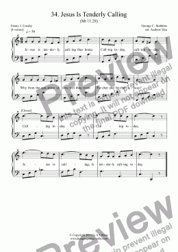 page one of Jesus Is Tenderly Calling - Easy Piano 34