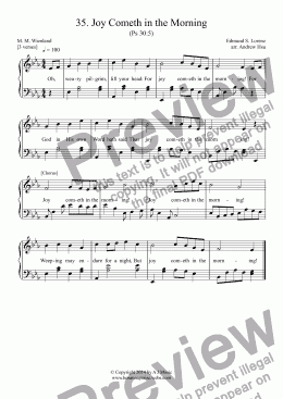 page one of Joy Cometh in the Morning - Easy Piano 35