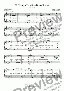 page one of Though Your Sins Be As Scarlet - Easy Piano 37