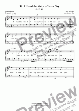 page one of I Heard the Voice of Jesus Say - Easy Piano 38