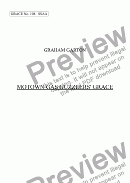 page one of GRACE - No.108 of 252 GARTON GRACES Mainly for  Female Voices but sometimes Mixed. 'MOTOWN GAS GUZZLERS’ GRACE' for SSAA a cappella