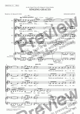 page one of GRACE - No.111 of 252 GARTON GRACES Mainly for  Female Voices but sometimes Mixed. 'SINGING GRACES' for SSAA a cappella