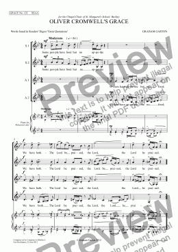 page one of GRACE - No.122 of 252 GARTON GRACES Mainly for  Female Voices but sometimes Mixed. 'OLIVER CROMWELL’S GRACE' for SSAA a cappella