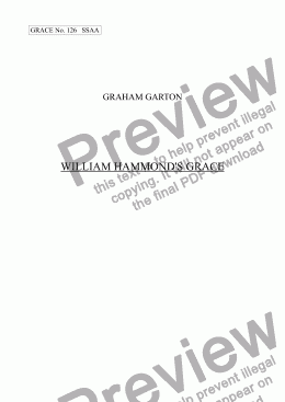 page one of GRACE - No.126 of 252 GARTON GRACES Mainly for  Female Voices but sometimes Mixed. ’WILLIAM HAMMOND’S GRACE’ for SSAA a cappella