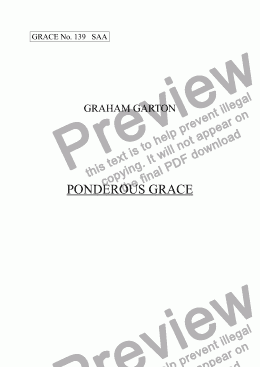 page one of GRACE - No.139 of 252 GARTON GRACES Mainly for  Female Voices but sometimes Mixed. 'PONDEROUS GRACE' for SAA a cappella